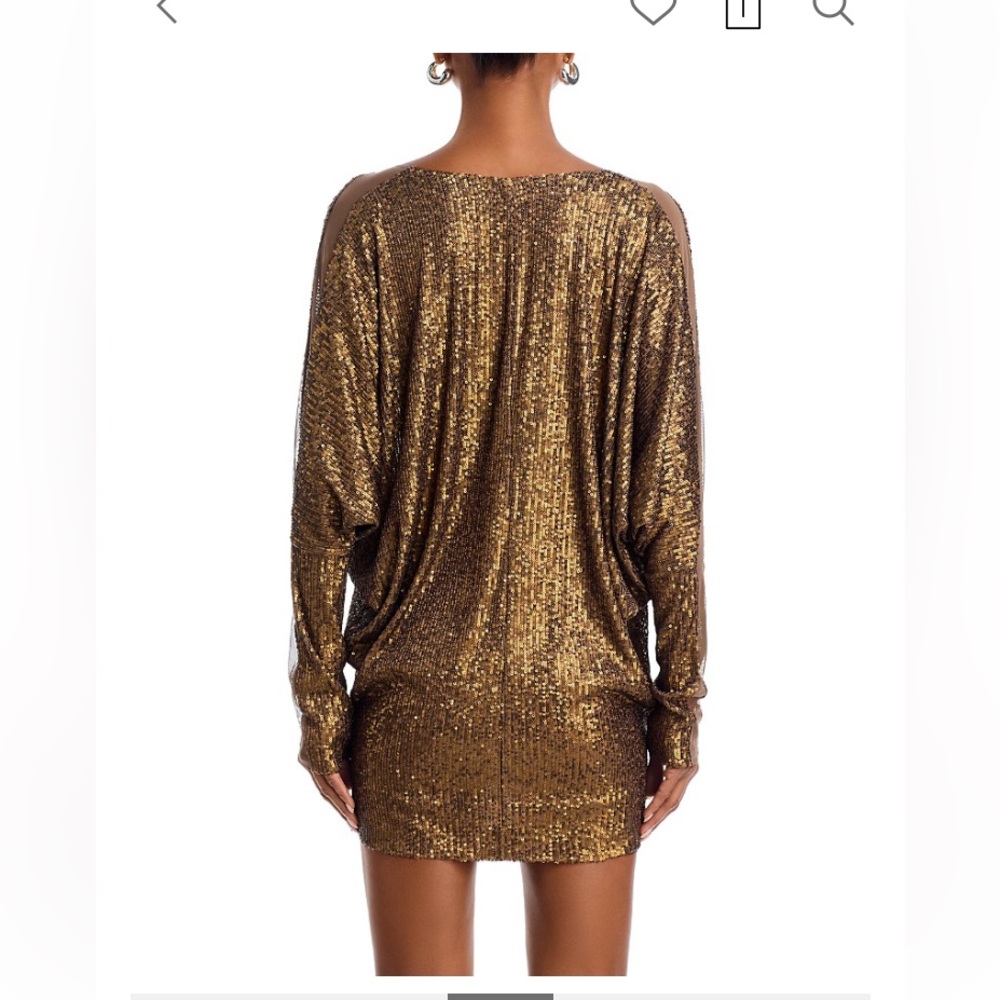 Norma Kamali Bronze Sequin Long Sleeve Dress - Picture 6 of 13